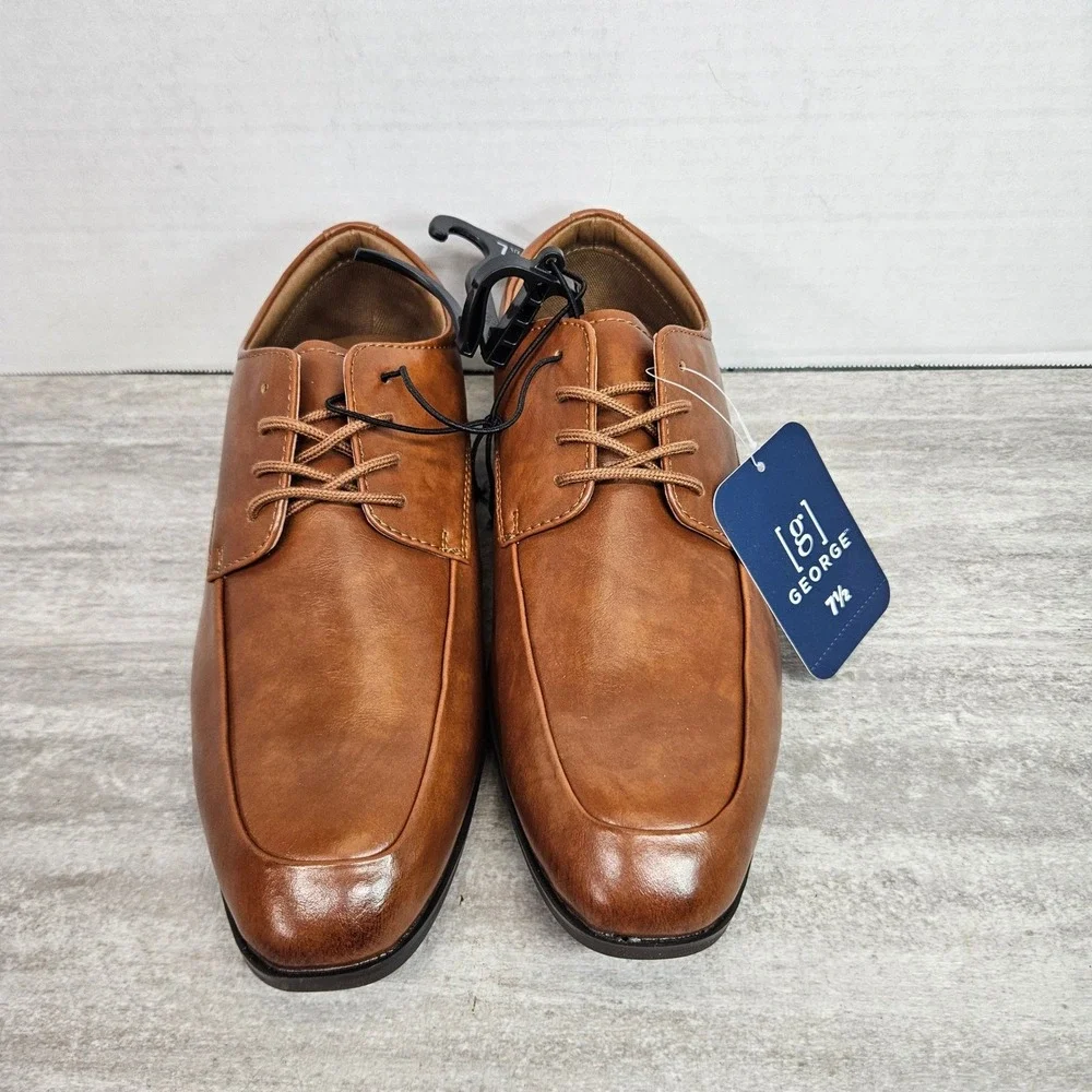 George Mens Dress Shoes Lace Up‎ Oxford Classic Comfort Formal Shoes Brown 7.5